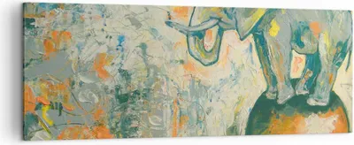 Produktbild von Bild auf Leinwand - Leinwandbild - Elefant Abstraktion - 140x50cm - Wand Bild - Wanddeko - Leinwanddruck - Bilder - Kunstdruck - Wanddekoration - Leinwand bilder - Wandkunst - AB140x50-3566
