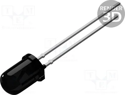Obrázek produktu pro 2x Fototransistor s 5mm čočkou: černý, 30V, λp max: 940nm, 70mW, model PT-A1-FC-5-BE-940
