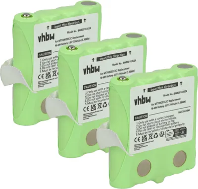 Produktbild von vhbw 3x Akku kompatibel mit Simvalley WT-100 Funkgerät, Walkie Talkie (700 mAh, 4,8 V, NiMH)