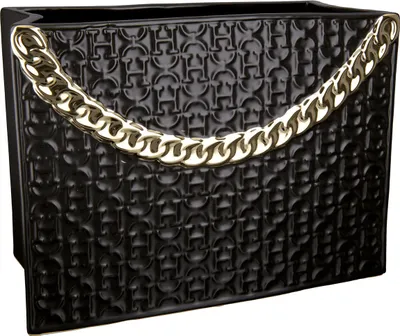 Produktbild von GILDE Vase Handtasche "Rom" matt schwarz/glänzend champagnerfarben, H.20 cm, Öffnung: B.22cm, T.10cm, 32492