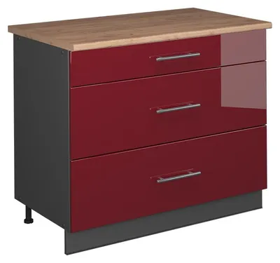 Immagine prodotto di Mobiletto base per cucina Vicco Fame-Line Bordeaux lucido/Antracite 100 cm, PL Rovere, Model 62025