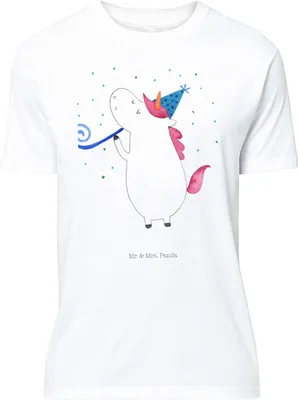 Produktbild von Mr. & Mrs. Panda Größe L T-Shirt Einhorn Party - Weiß - Geschenk, Konfetti, Disco, Club, Einhörner, Unicorn, Shirt, Geburtstag, Tshirt, mit Spruch