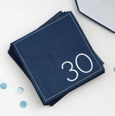 Produktbild von 16 Blauen Happy 30th Birthday Servietten