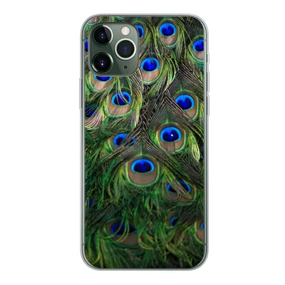Produktbild von MuchoWow® Handyhülle Schutzhülle Hülle für iPhone 11 Pro Nahaufnahme von Pfauenfedern Silikon Softcase Handy Hülle - Handy