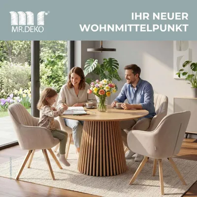 Produktbild von Indoormöbelset Diningsessel Matera Beige & Tisch Oria Natur Oak