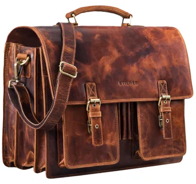 Productafbeelding van Laptoptas - Aktetas heren leer - 15,6 inch laptopvak - Cognac