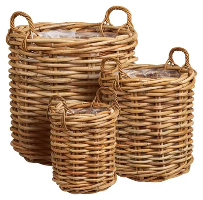 Immagine prodotto di Burton - Set 3 cesti in rattan kubu naturale di misure diverse