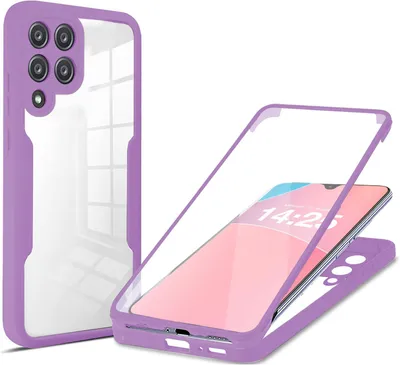Produktbild von 360 Grad Rundum Schutz Handyhülle für Samsung Galaxy A12 Full Cover Vollschutz Case Farbe: Violett