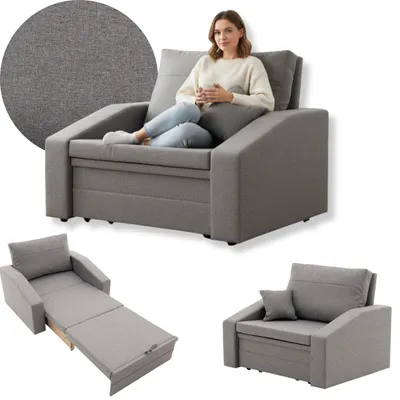 Produktbild von Klappsessel mit Schlaffunktion Schlafsessel für Wohnzimmer VERTICO 90cm Hellgrau