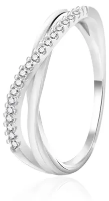 Productafbeelding van Modieuze zilveren ring met zirkonia's, model AGT-R44W - Omtrek: 58 mm
