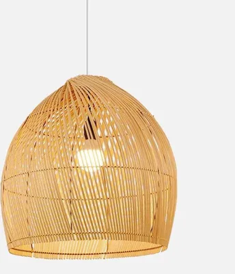 Productafbeelding van Fine Asianliving bamboe hanglamp, handgemaakt - Gianna, diameter 50 cm, hoogte 45 cm. Hanglamp, verlichting, bamboe lampenkap, gevlochten, lamp, verlichting, rotan