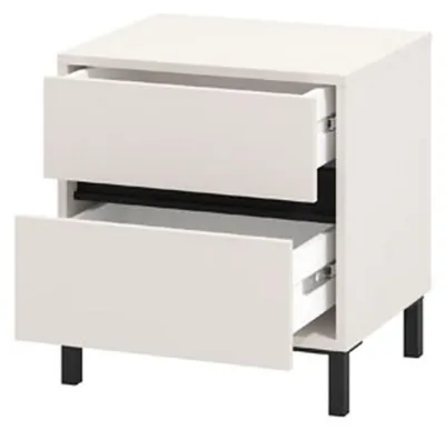 Produktbild von Dmora Nachttisch Combatte 48x40x55h cm Weiss, ein Regal 2 Schubladen