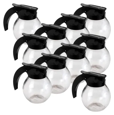 Produktbild von 10er SET Milch Allzweckgießer/Milchkännchen rund, 160 ml, mit schwarzem Deckel