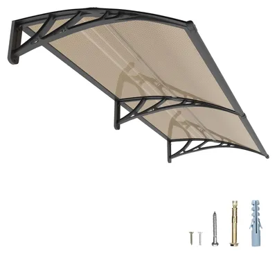 Zdjęcie produktu dla Daszek nad drzwi - Poliwęglan - 200 x 100 cm - Przezroczysty - Odporny na UV