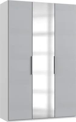Image de Armoire Level Armoire de chambre à coucher 4 portes avec miroir Finition au choix : blanc / gris clair