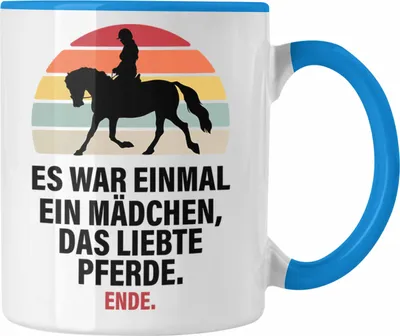 Produktbild von Trendation - Pferde Tasse Lustig Reiterin Geschenk Pferde Geschenke Mädchen Pferdeliebhaber (Blau)