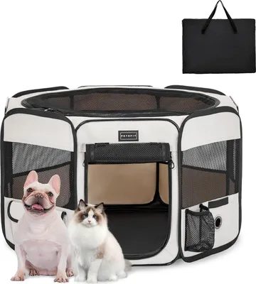 Produktbild von Faltbarer Welpenlaufstall - Hundelaufstall für kleine Tiere - grau - S - 75 x 68 x 42 cm