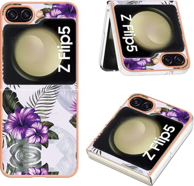 Image de Etui pour Samsung Galaxy Z Flip 5 5G, étui antichoc en silicone TPU à motifs Violet