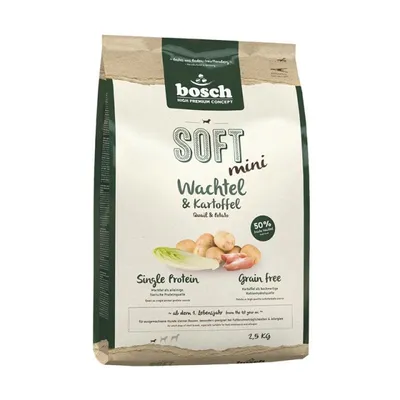 Produktbild von bosch Tiernahrung SOFT Mini Wachtel & Kartoffel 2.5kg, Adult, Klein (5-10 kg), Kartoffel, Wachtel, 2,5 kg