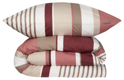 Produktbild von SCHIESSER Bettwäscheset Rexo | Renforcé | 2-teilig | Streifenmuster | 100% Baumwolle | Weich und glatt | YKK-Reißverschluss | 155x220 cm + 80x80 cm | Altrosa