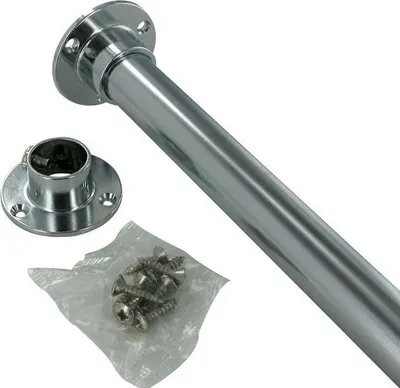 Produktbild von Ausziehbares Kleiderstangen-Set und Halterungen Durchmesser 30 x 15 mm oval Chrom 0,9 m