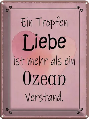 Produktbild von vianmo Blechschild 40x30 cm ein Tropfen Liebe mehr als Ozean Spruch Zitat