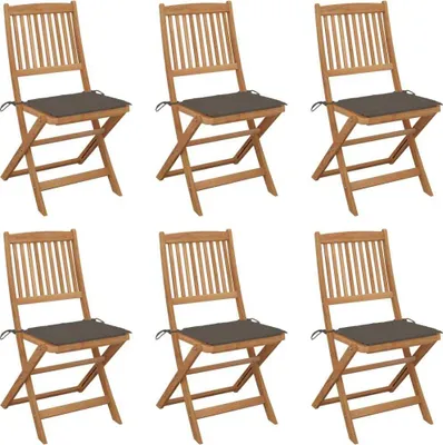 Produktbild von Klappbare Gartenstühle 6 Stk. mit Kissen Massivholz Akazie