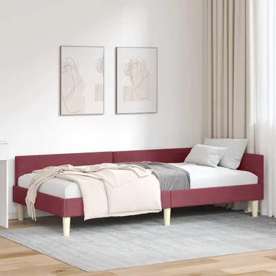 Produktbild von "Schlussverkauf" Einzelbett 1 PLACE - EckBettgestell einzel - mit Kopfteil - Weinrot 90x200 cm Stoff C2932