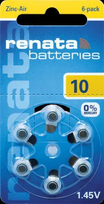 Produktbild von Renata 10 - Zink-Luft Hörgeräte Knopfzelle - 6er Pack