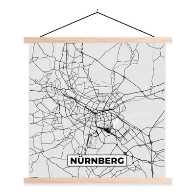 Produktbild von MuchoWow® Textilposter Nürnberg - Karte - Stadtplan - Deutschland 120x120 cm mit holzfarbenen Rahmen - Textil-Poster