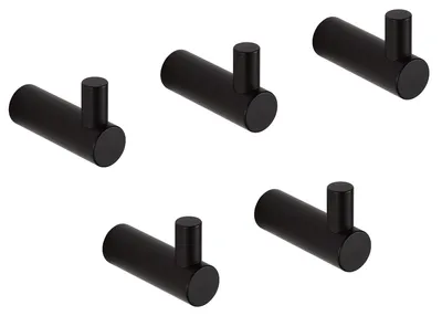 Produktbild von Schwarze Wandhaken, 5 Stück, Kleiderhaken, Handtuchhaken, Edelstahl 304 für Bad und Küche