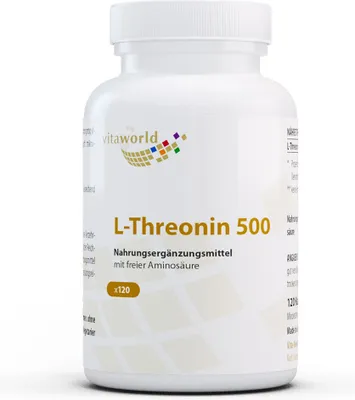 Produktbild von Vita World L-Threonin 500 | 120 Kapseln | essenzielle Aminosäure | vegan | gluten- und laktosefrei