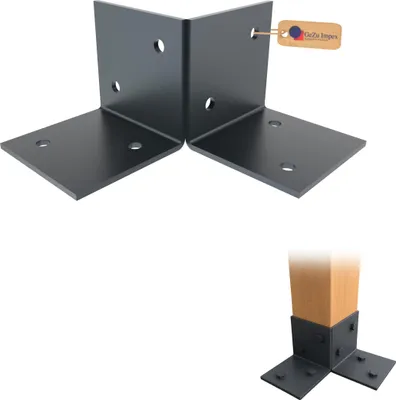 Produktbild von GeZu Impex Pfosten Bodenverbinder 81 x 81 mm Anthrazit Pulverbeschichtet Pergola
