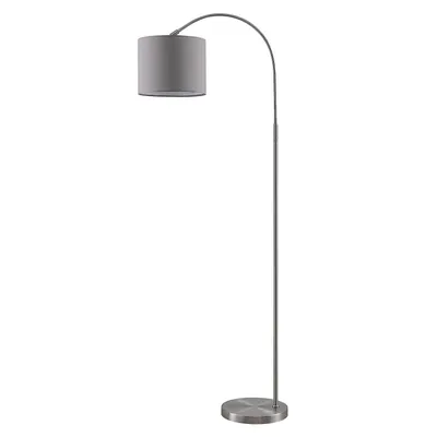 Produktbild von Lindby Stehleuchte Keriba, nickel/grau, Stoff, 150cm, E27