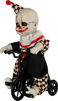 Produktbild von Schauriger Clown mit Dreirad Halloween Deko mit Bewegung 39cm