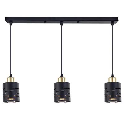 Produktbild von MasterLED Pendelleuchte 3-flammig - E27 Fassungen - Schwarz Gold - 50 cm Balken - Metall - modern für Esszimmer & Küche
