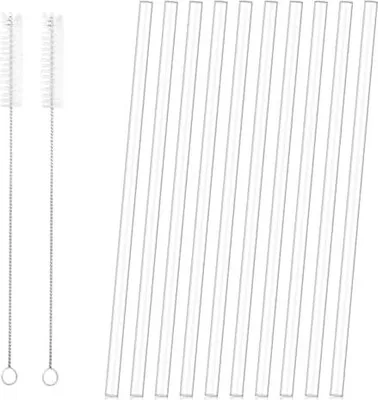 Produktbild von 10 Stück Silikon Strohhalme, Trinkhalme Wiederverwendbar Silikonstrohhalme mit 2 Strohhalm Reinigungsbürste für Cocktails Säfte Milchtee Tee Smoothies und Mehr