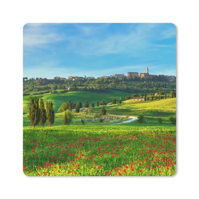 Obrázok produktu pre Podložka pod myš - Toskánsko - Krajina - Kvety - 20x20cm - Rohožka pod myš