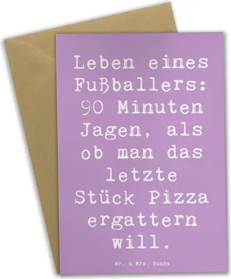 Produktbild von Mr. & Mrs. Panda Grußkarte Spruch Fußballer Leidenschaft - Lavendeltraum - Geschenk, Training, Fußball, hochzeitskarten, personalisierte Geschenke, Jagen, Klappkarte