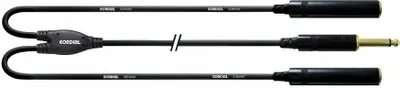 Zdjęcie produktu dla Cordial CFY 0.3 PGG, 6.35mm, Męska, 2 x 6.35mm, Żeńska, 0,3 m, Czarny