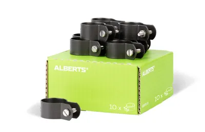 Image de Alberts 831936 Collier de serrage pour étai, galvanisé, revêtement plastique anthracite métallisé, collier de serrage Ø 34 mm, jeu de 10 pièces
