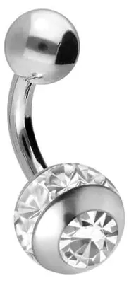 Produktbild von Bauchnabelpiercing Titan Mini Bananabell EPOXY-RING-KUGEL + KRISTALL + TITAN-KUGEL