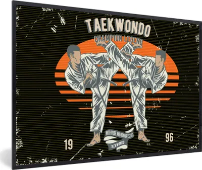Produktbild von MuchoWow® MuchoWow® Gerahmtes Poster Jahrgang - Sport - Taekwondo 60x40 cm - Poster mit zchwarzem Bilderrahmen - Printing - Wanddeko Schlafzimmer