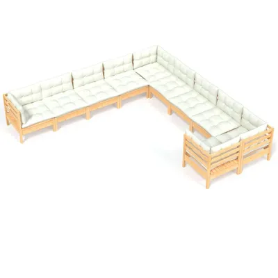 Produktbild von vidaXL 10-tlg. Garten-Lounge-Set mit Creme Kissen Kiefernholz
