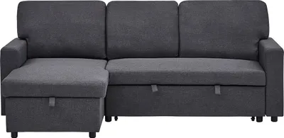 Produktbild von Best Möbel Meiya - 4-Sitzer-Wendeecksofa Schlaffunktion und Bettkasten aus Stoff , Dunkelgrau