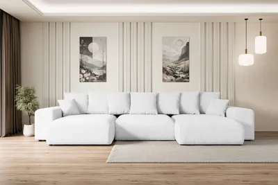 Produktbild von ALTDECOR Ecksofa mit Schlaffunktion und Bettkasten Corner Sofa Eckcouch Couch U-Form universal, links/rechts angeordnet Schlafcouch Ausziehbar Wohnlandschaft  ESKAR-U -364x176x72 cm Weiß