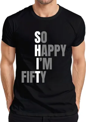 Produktbild von So Happy I'm Fifty lustig 50er Geburtstag Geschenk Jubiläum Herren T-Shirt, Schwarz, XL
