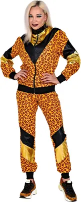 Produktbild von 80er Jahre Trainingsanzug Uni  Leopard Gr. S bis 2XL - Partykostüm S - 165-170 cm