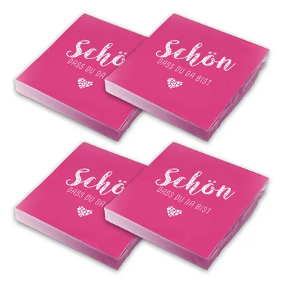 Produktbild von itenga 80x Serviette Schön dass du da bist fuchsia pink (Pantone 226 U)