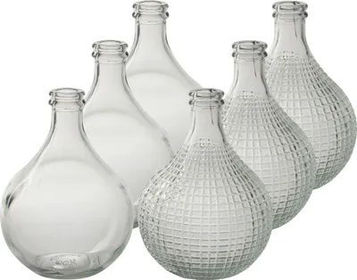 Produktbild von 6 x Vasen "Alwin" aus Glas im Vintage-Look H 15 cm - Blumenvase - Tischvase - Glasvase Set Tischdeko